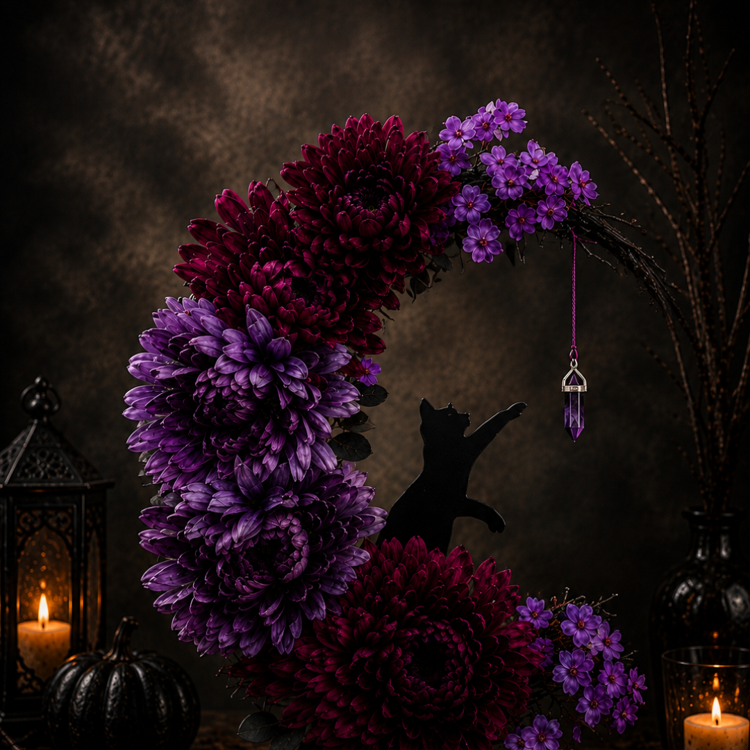 Ravens Halloween Cat Wreath