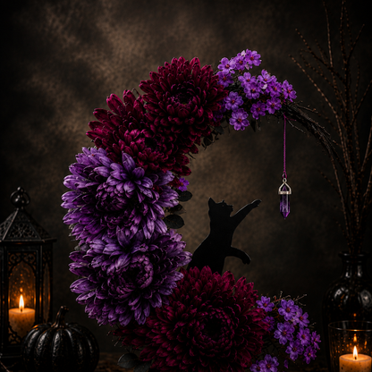 Ravens Halloween Cat Wreath