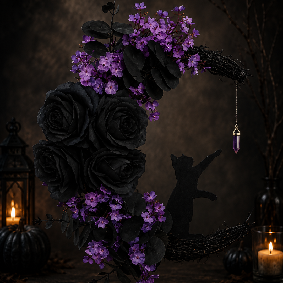 Ravens Halloween Cat Wreath