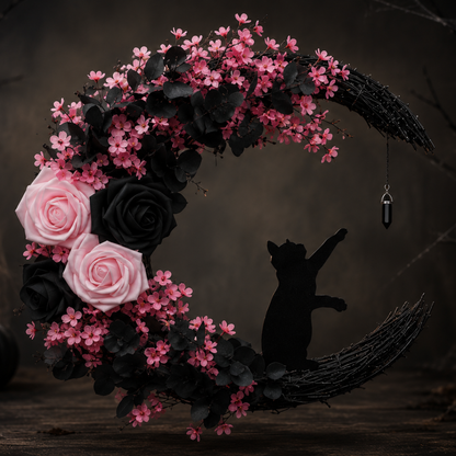 Ravens Halloween Cat Wreath