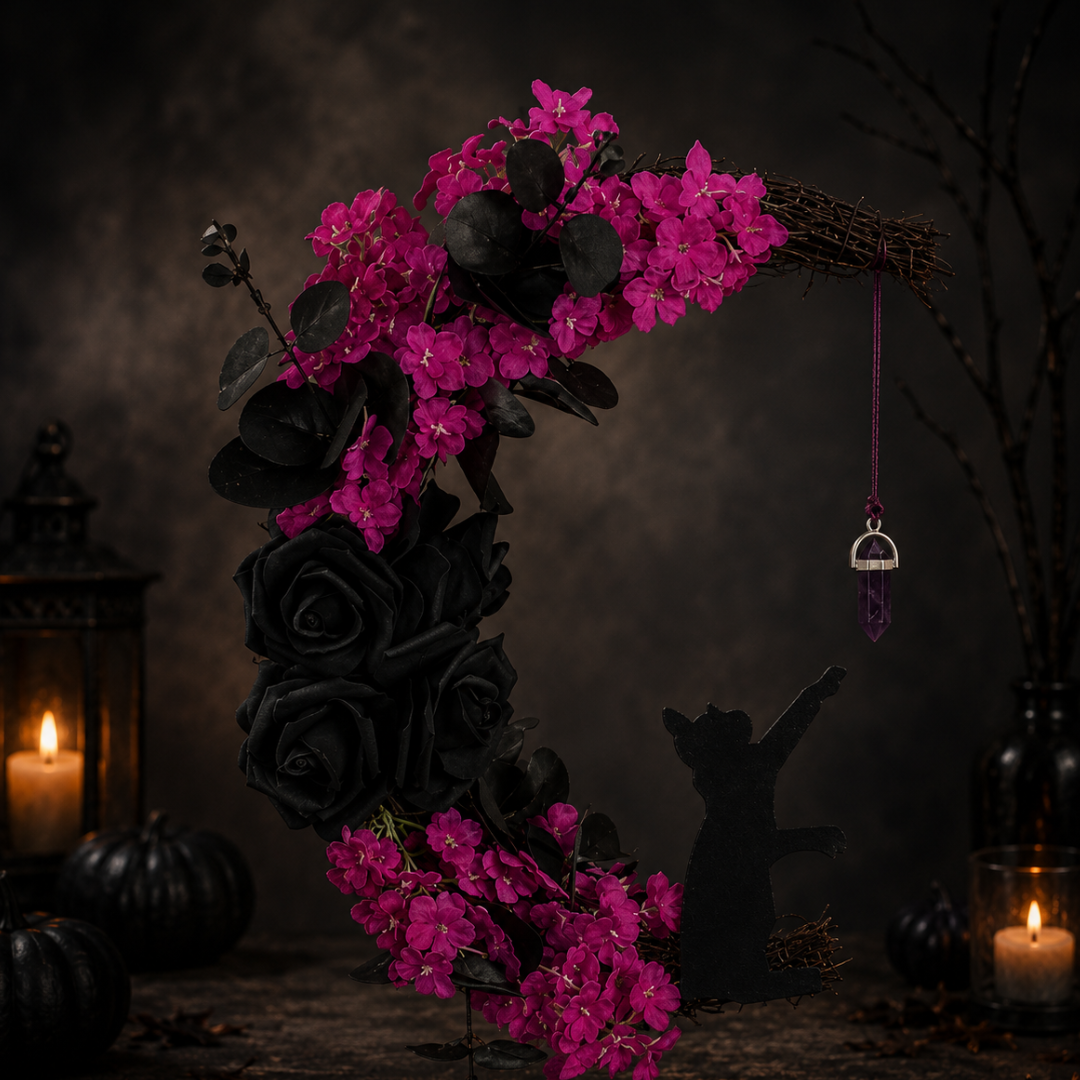 Ravens Halloween Cat Wreath