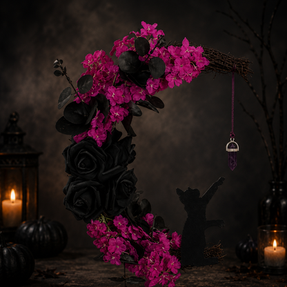 Ravens Halloween Cat Wreath